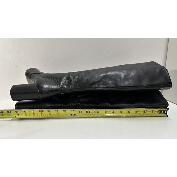 Zara Women size 41 US 10 black leather knee high block heeled boots - Picture 8 of 11